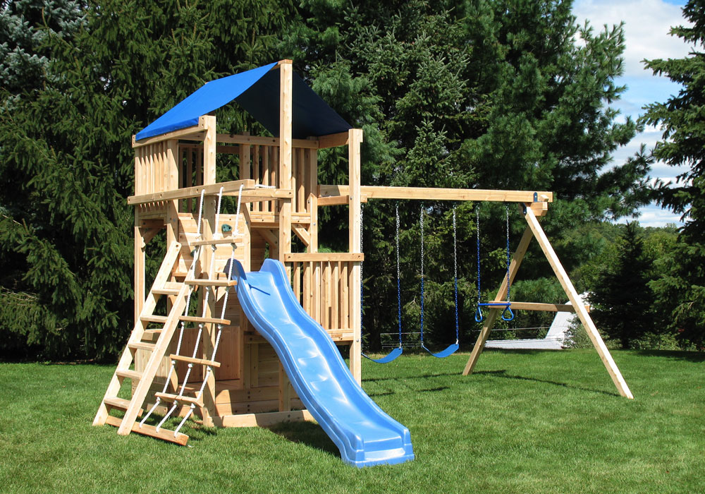 Cedar Swing Sets - The Quad Climber Play Set