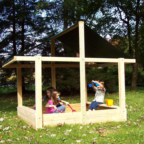 Sandbox - Cedar Sandbox with Shade Roof